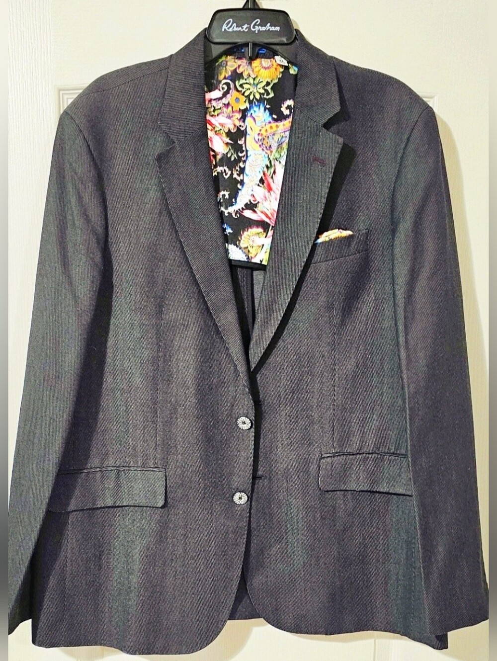 Robert Graham Dark Gray Men's Blazer – Modern Two-Button Jacket